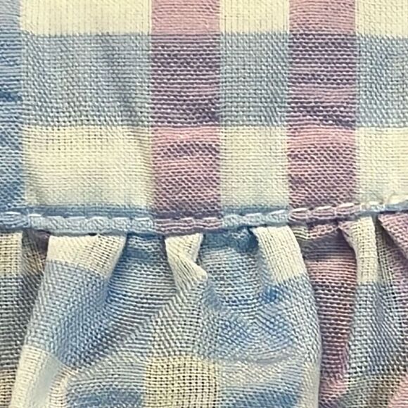 NWT LOFT Large Petite Blouse Puff Sleeve Gingham Pastel Blue Pink LP Tie Spring - Picture 16 of 16